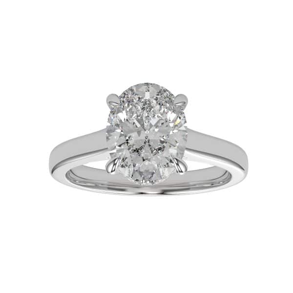 Oval Cathedral 4 Claws Hidden Halo Platinum Engagement Ring